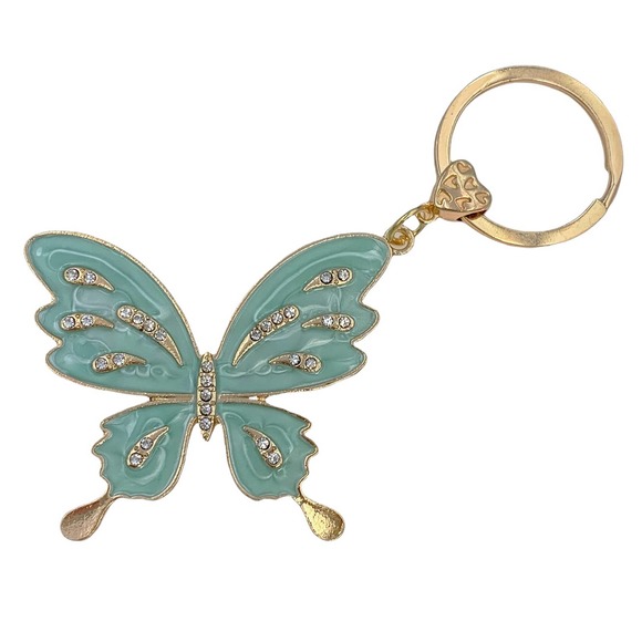 Evenchae Butterfly with Rhinestones, Aqua & Gold, Fabric Gift Bag, 3.75"L - Picture 2 of 4